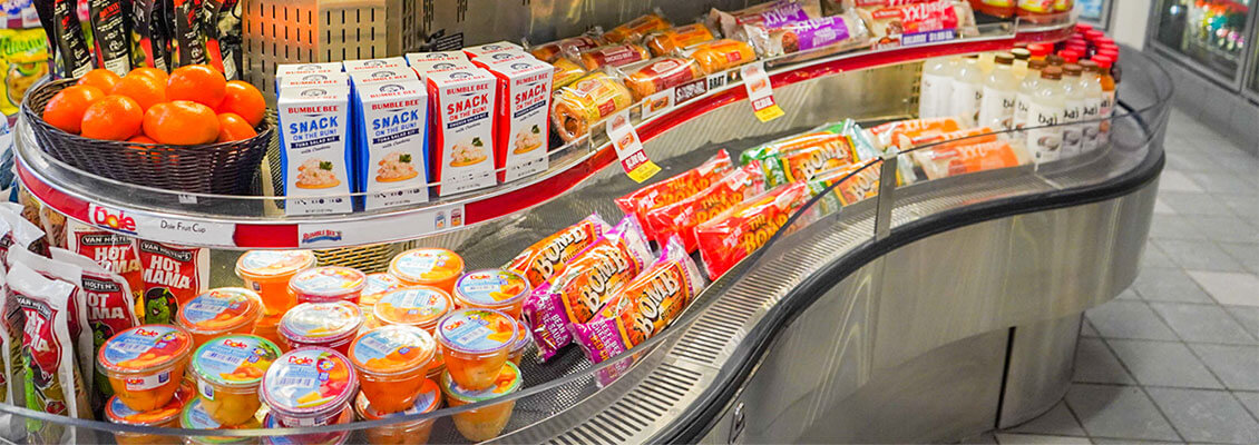 Healthy snack section at a Denali Express Chevron Network Store.