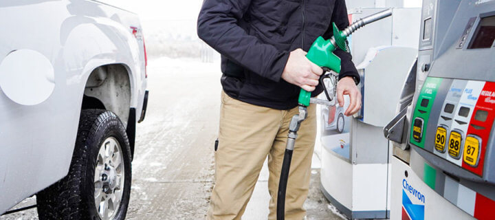 Customer fills up at Denali Express Network filling station.